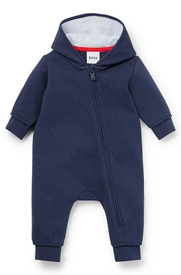 BOSS - Baby hooded overalls with logo details Dark Blue