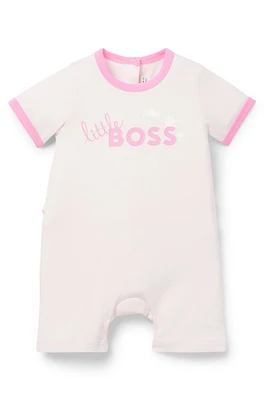 BOSS - Baby playsuit cotton with printed logo and artwork light pink