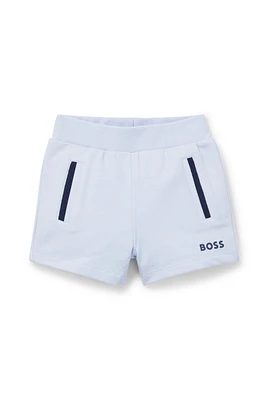 BOSS - Baby shorts stretch cotton with logo print Light Blue