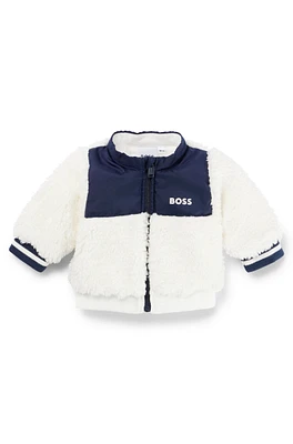 Baby faux-shearling zip-up jacket with logo print