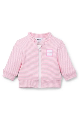 Baby zip-up cardigan striped cotton