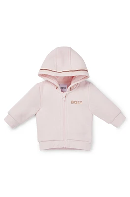 BOSS - Baby zip-up hoodie with embroidered logo light pink