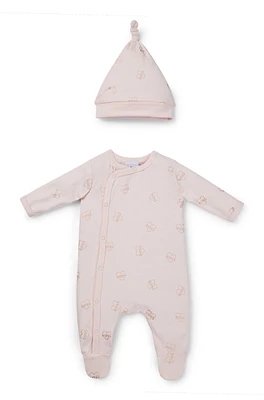 Gift-boxed logo sleepsuit and hat for babies