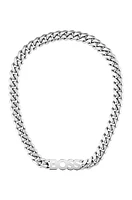 Curb-chain necklace with logo plate