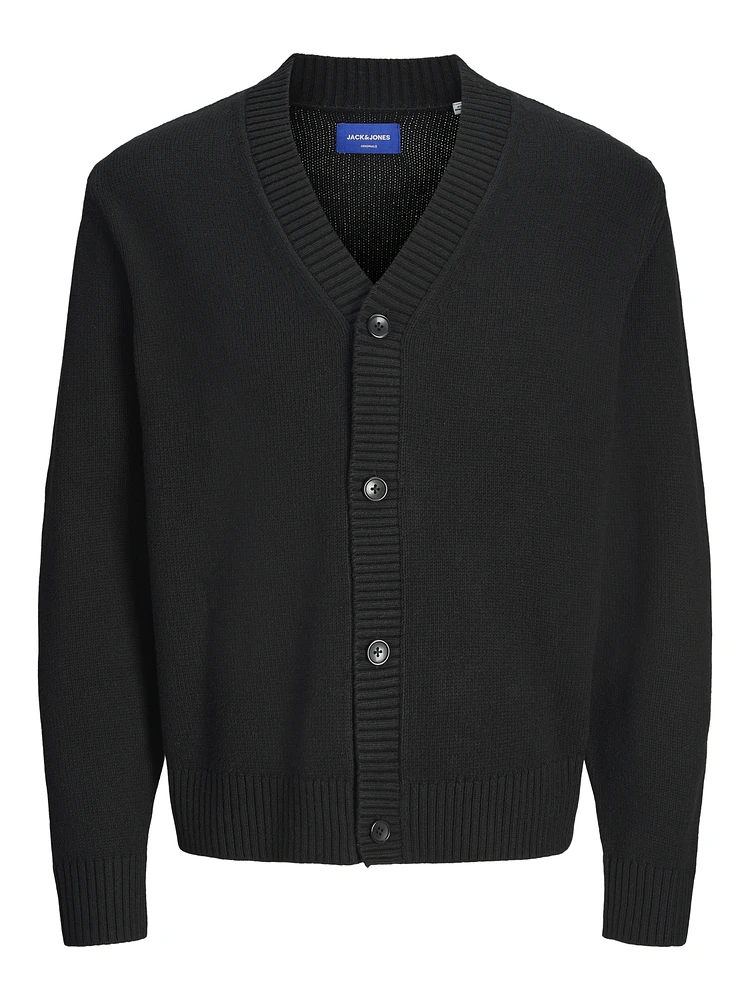 Wide Fit V-Neck Knit Cardigan | Jack & Jones