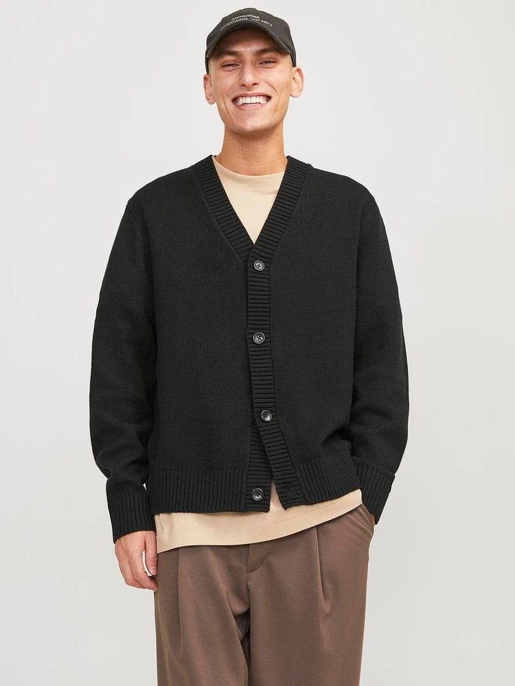 Wide Fit V-Neck Knit Cardigan | Jack & Jones