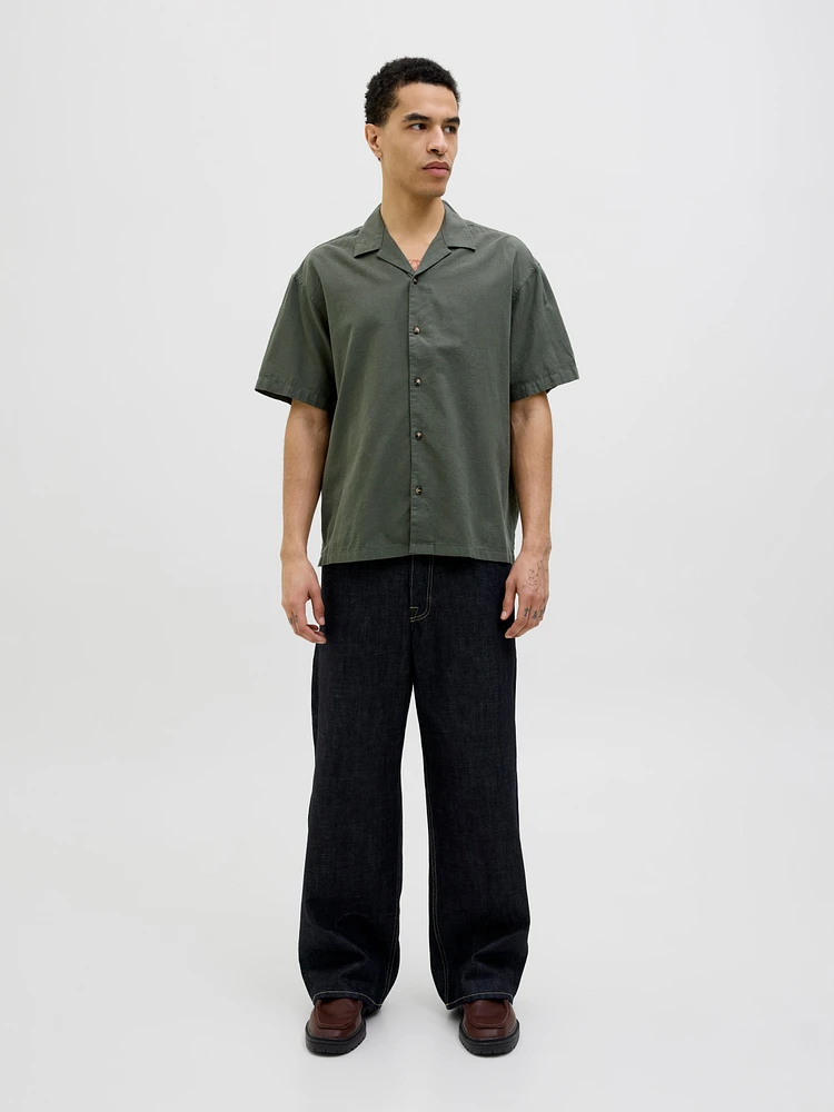 Chemise mélange en lin à coupe décontractée | Jack & Jones