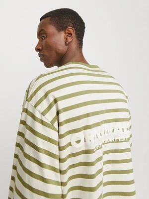 T-shirt à rayures Imprimé au dos Coupe ample | Jack & Jones