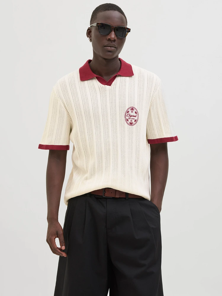 Relaxed Fit Polo Dropped shoulders Knitted Polo-Shirt | Jack & Jones