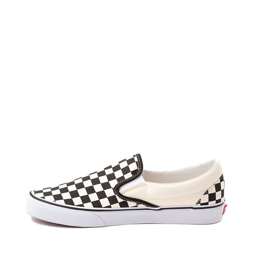 Chaussure de skate sans lacets Vans à motif en damier - Noire / Blanche