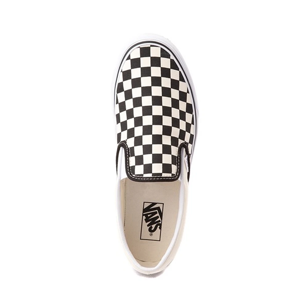 Chaussure de skate sans lacets Vans à motif en damier - Noire / Blanche