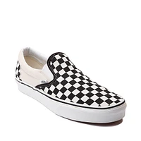 Chaussure de skate sans lacets Vans à motif en damier - Noire / Blanche