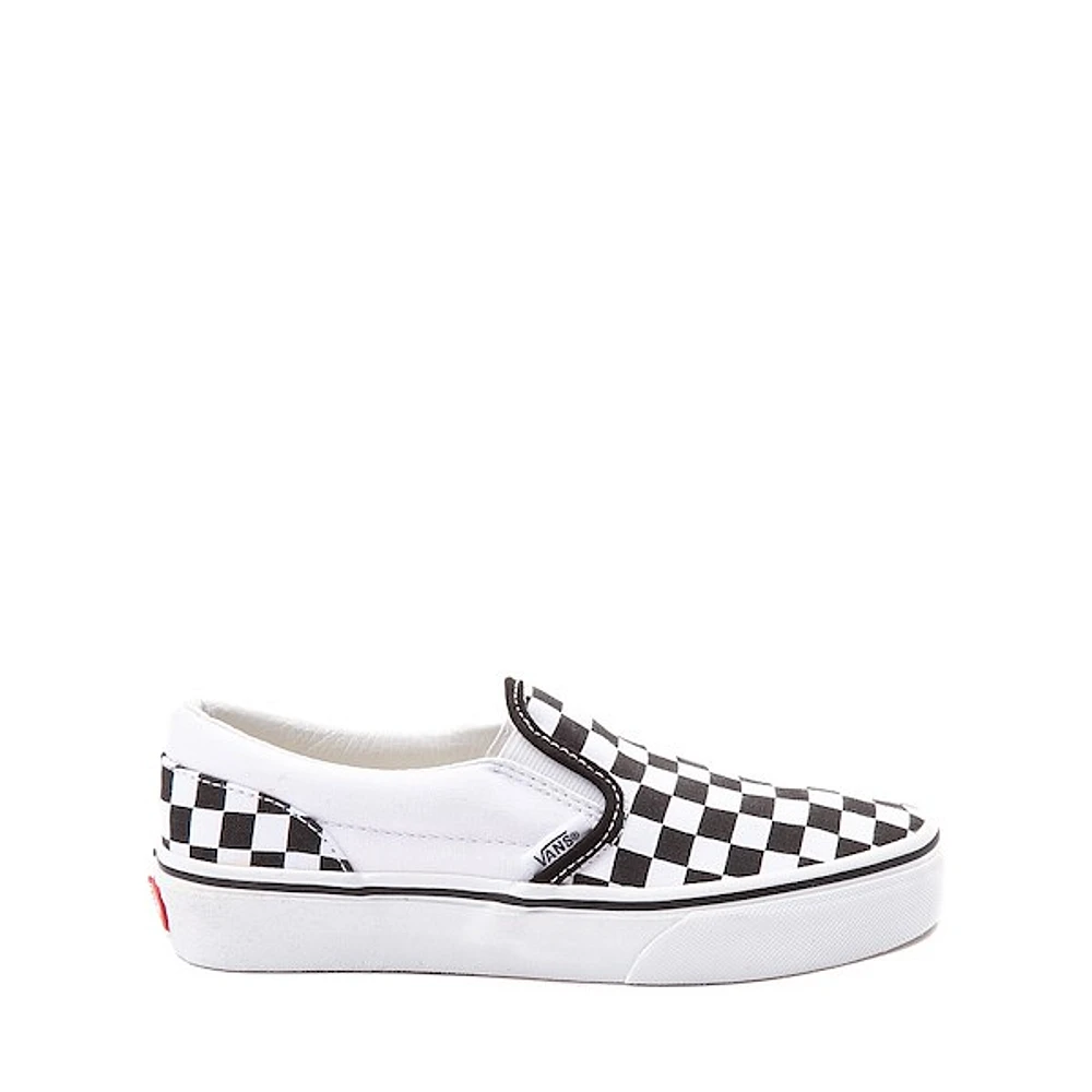 Chaussure de skate sans lacets à motif en damier Vans - Enfants / Junior Noire Blanche