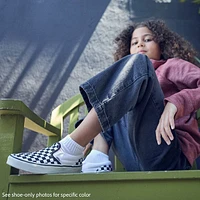 Chaussure de skate sans lacets à motif en damier Vans - Enfants / Junior Noire Blanche