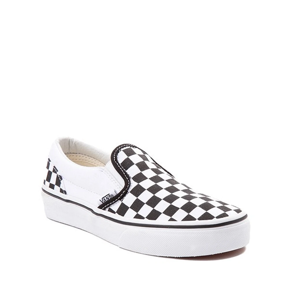 Chaussure de skate sans lacets à motif en damier Vans - Enfants / Junior Noire Blanche