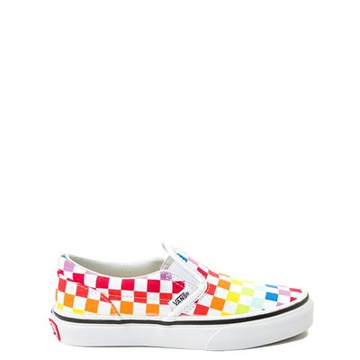 Vans Slip-On Checkerboard Skate Shoe - Little Kid Rainbow