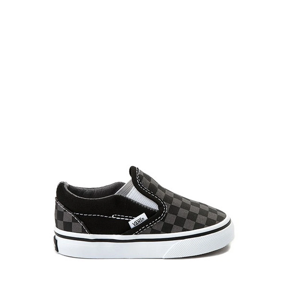 Chaussure de skate sans lacets à motif en damier Vans - Bébés / Tout-petits Noire Grise