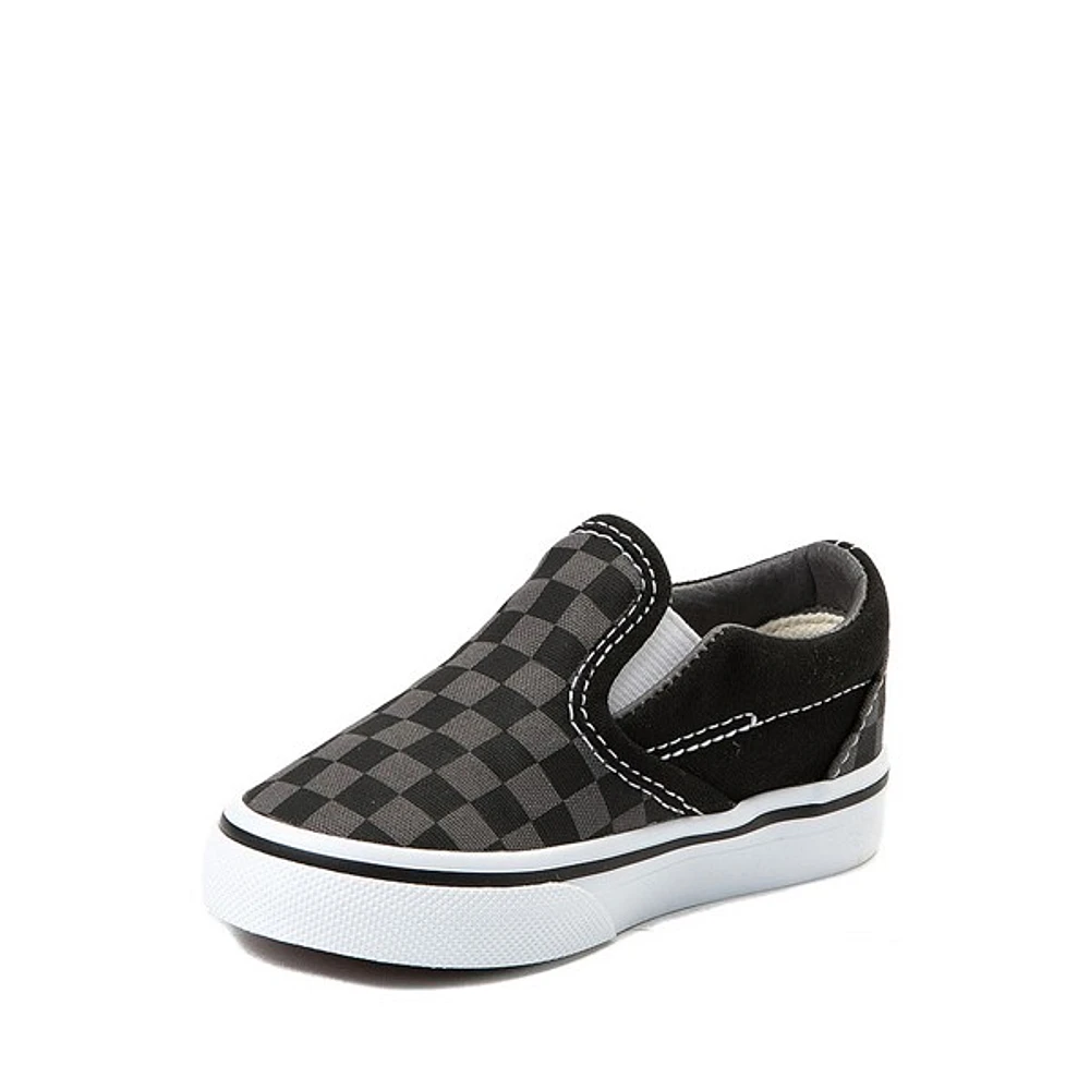Chaussure de skate sans lacets à motif en damier Vans - Bébés / Tout-petits Noire Grise