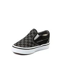 Chaussure de skate sans lacets à motif en damier Vans - Bébés / Tout-petits Noire Grise