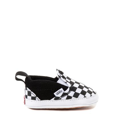 Vans Slip-On V Checkerboard Skate Shoe - Baby Black / White