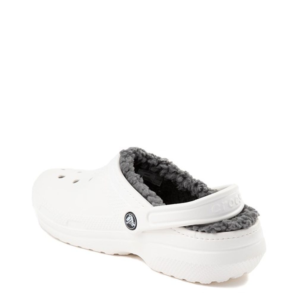 Crocs Classic Fuzz-Lined Clog - White / Grey