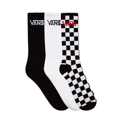 Mens Vans Logo Crew Socks 3 Pack - Black / White