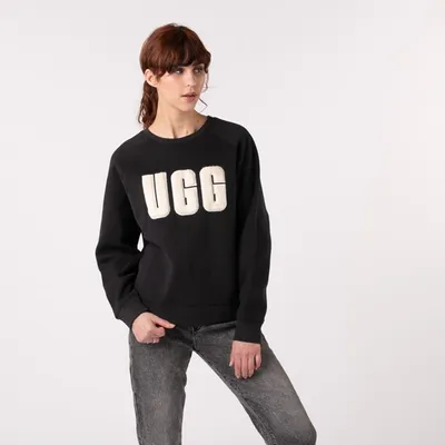 Womens UGG® Madeline Fuzzy Logo Sweatshirt - Black