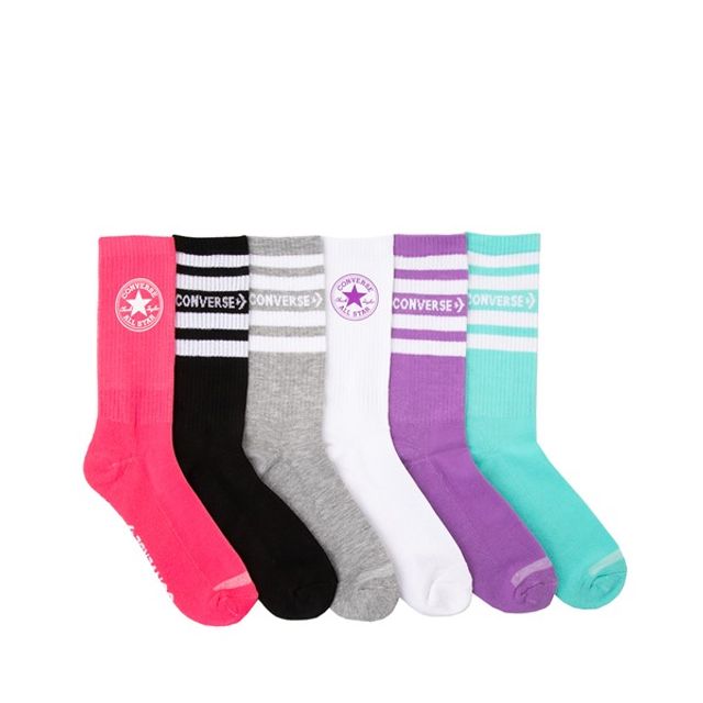 Womens Converse Crew Socks 6 Pack - Multi
