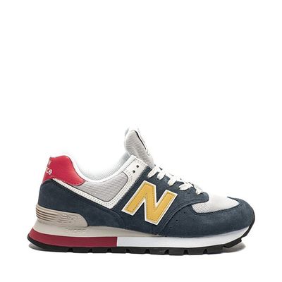 Mens New Balance 574 Rugged Athletic Shoe - Navy / Yellow Red