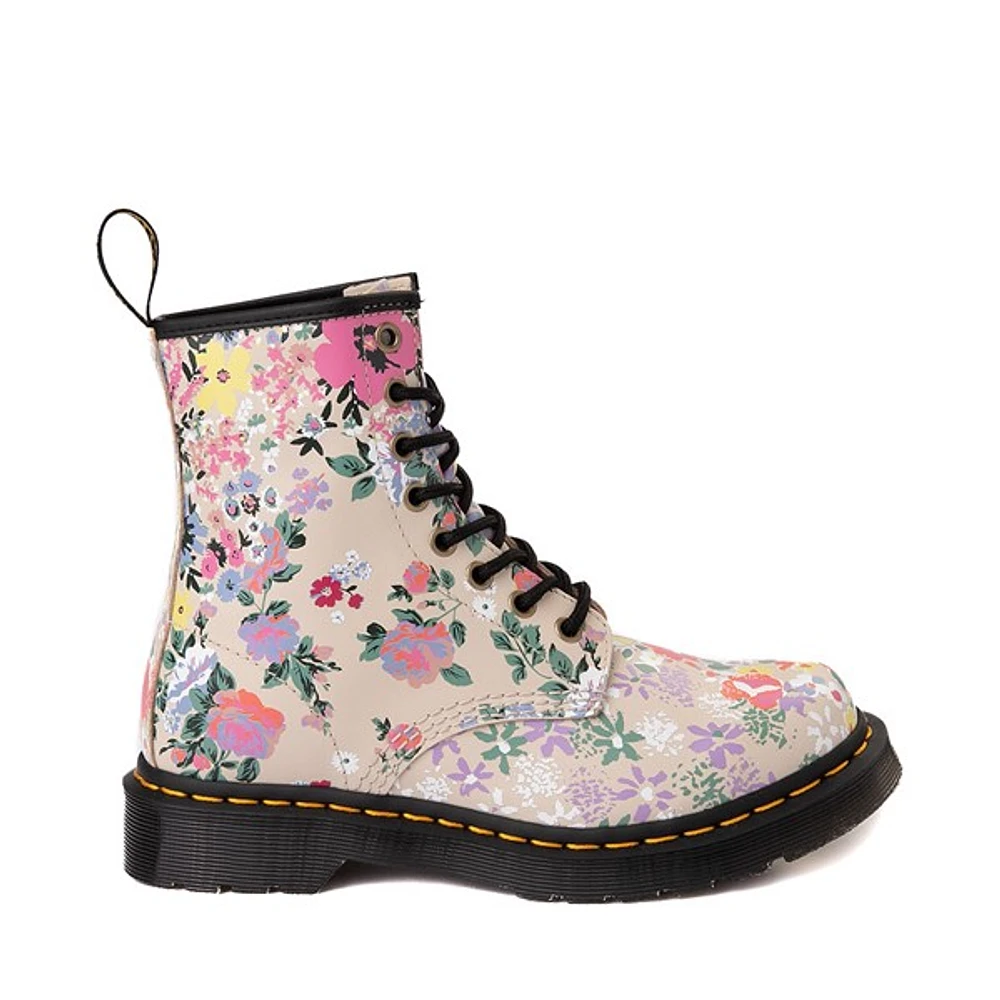 Botte Dr. Martens 1460 à 8 œillets pour femmes - Parchemin / Bouquet de fleurs