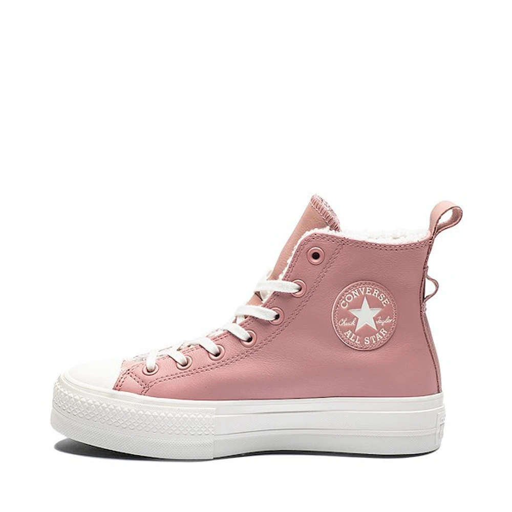 Womens Converse Chuck Taylor All Star Hi Lift Lined Leather Sneaker - Rust Pink / Egret