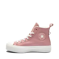 Womens Converse Chuck Taylor All Star Hi Lift Lined Leather Sneaker - Rust Pink / Egret