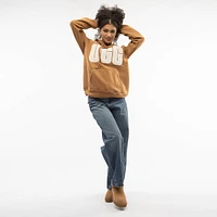 Chandail à capuchon UGG® Rey UGGfluff™ Logo pour femmes - Marron / Blanc cassé