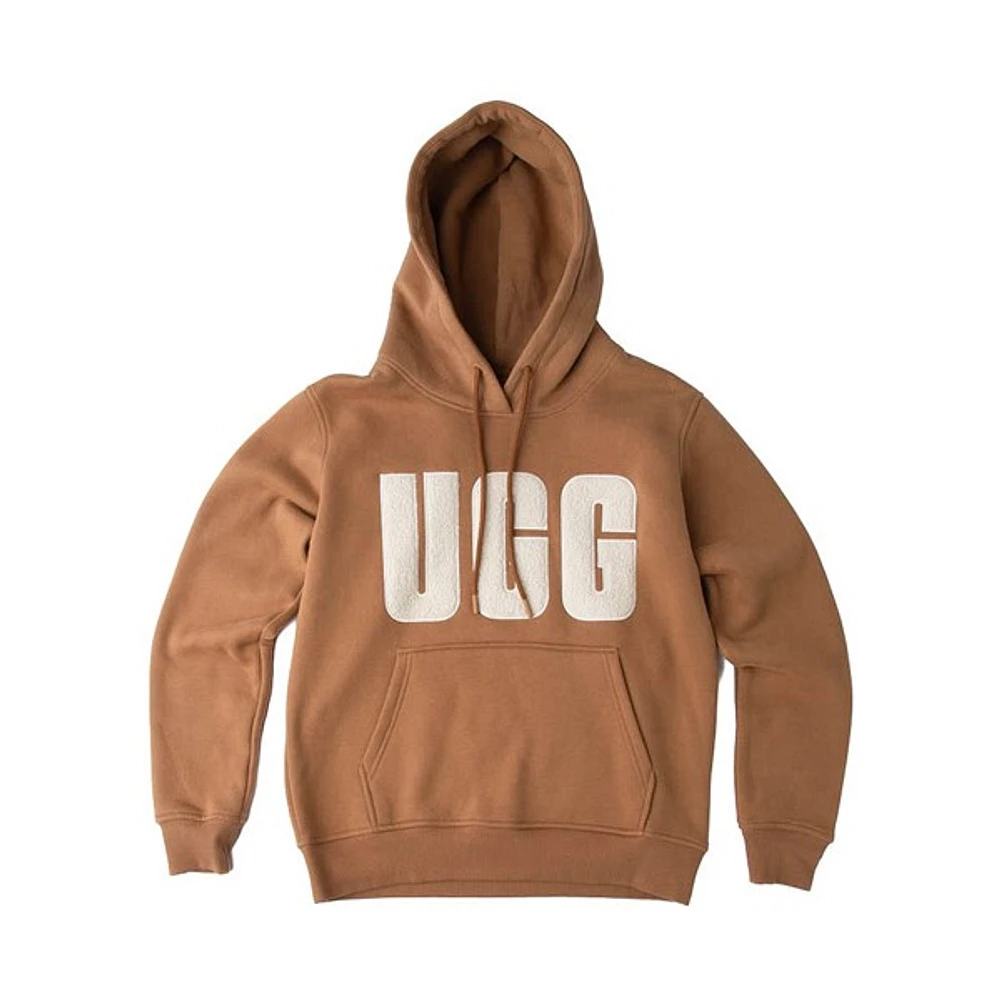 Chandail à capuchon UGG® Rey UGGfluff™ Logo pour femmes - Marron / Blanc cassé