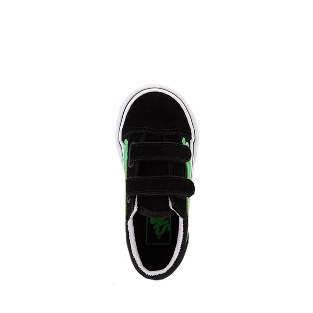 Chaussure de skate Vans Old Skool V - Bébés / Tout-petits Noire Vert fluorescent