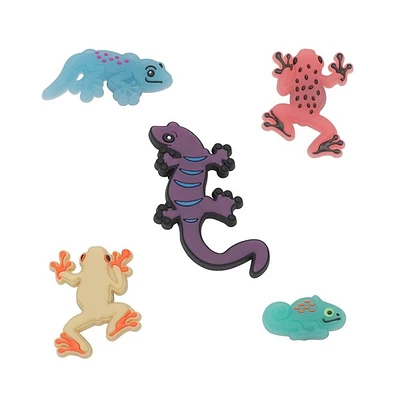Paquet de 5 breloques Crocs Jibbitz™ Lézard changeant de couleur avec les rayons UV - Multicolore