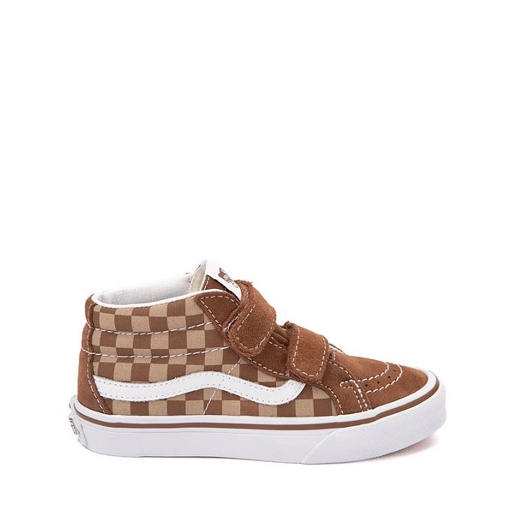 Chaussure de skate Vans Sk8-Mid V à motif en damier - Enfants Brune / Beige