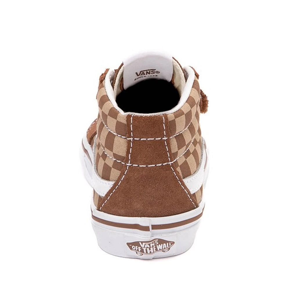 Chaussure de skate Vans Sk8-Mid V à motif en damier - Enfants Brune / Beige