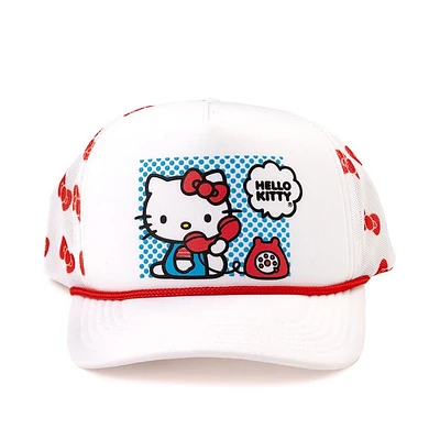 Casquette de camionneur Hello Kitty® Puff Print - Blanche