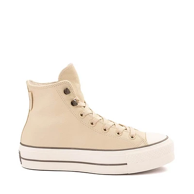 Basket en cuir à plateforme Converse Chuck Tayor All Star Lift Weatherized pour femmes - Beige