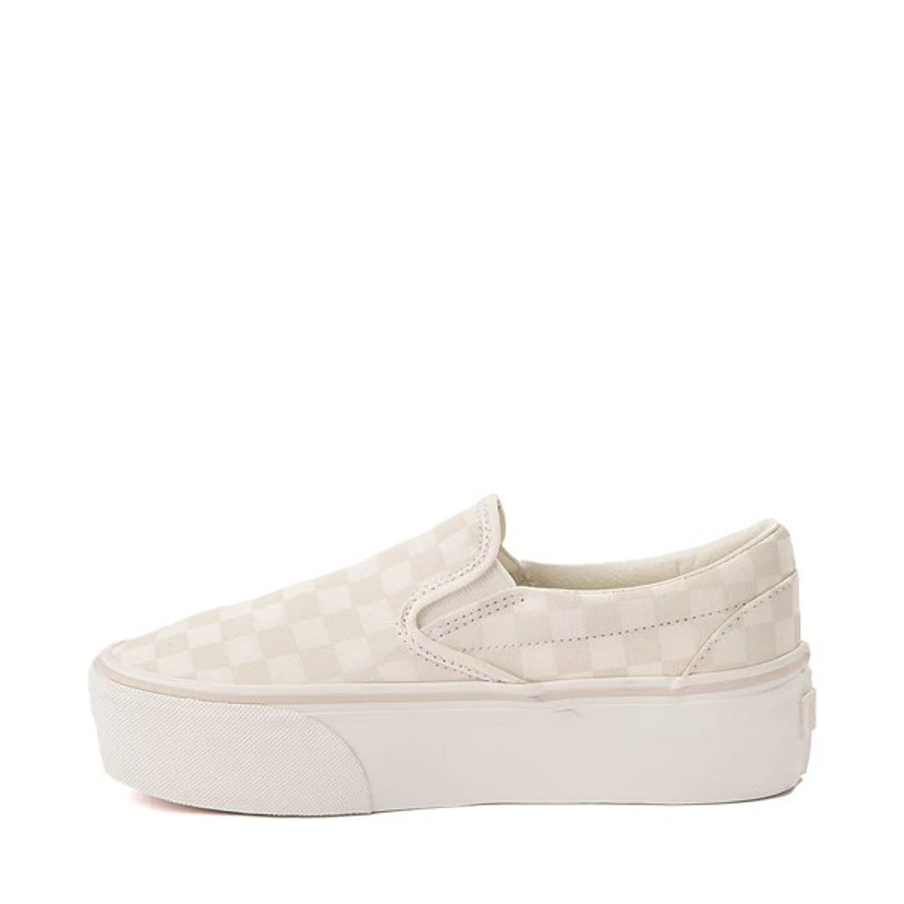 Vans Slip-On Stackform Checkerboard Skate Shoe - Marshmallow White / Turtledove