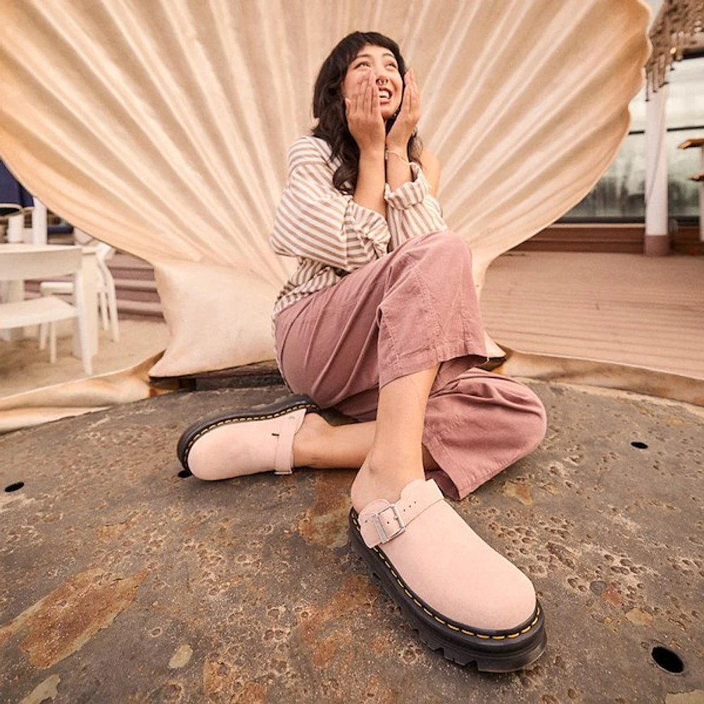 Mule à plateforme Dr. Martens Zebzag - Rose pâle