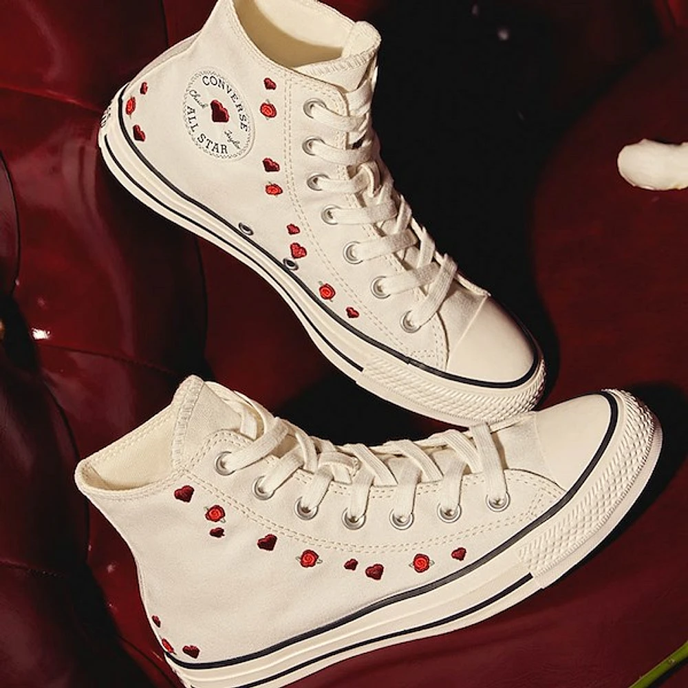 Womens Converse Chuck Taylor All Star Hi Hearts And Roses Sneaker - White