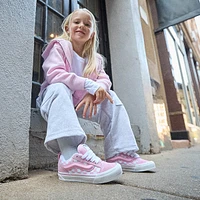 Vans Knu Skool Checkerboard Skate Shoe - Little Kid Pink / White