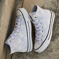 Converse Chuck Taylor All Star Lift High-Top Flocked Butterflies Sneaker - Little Kid Blueberry Ice