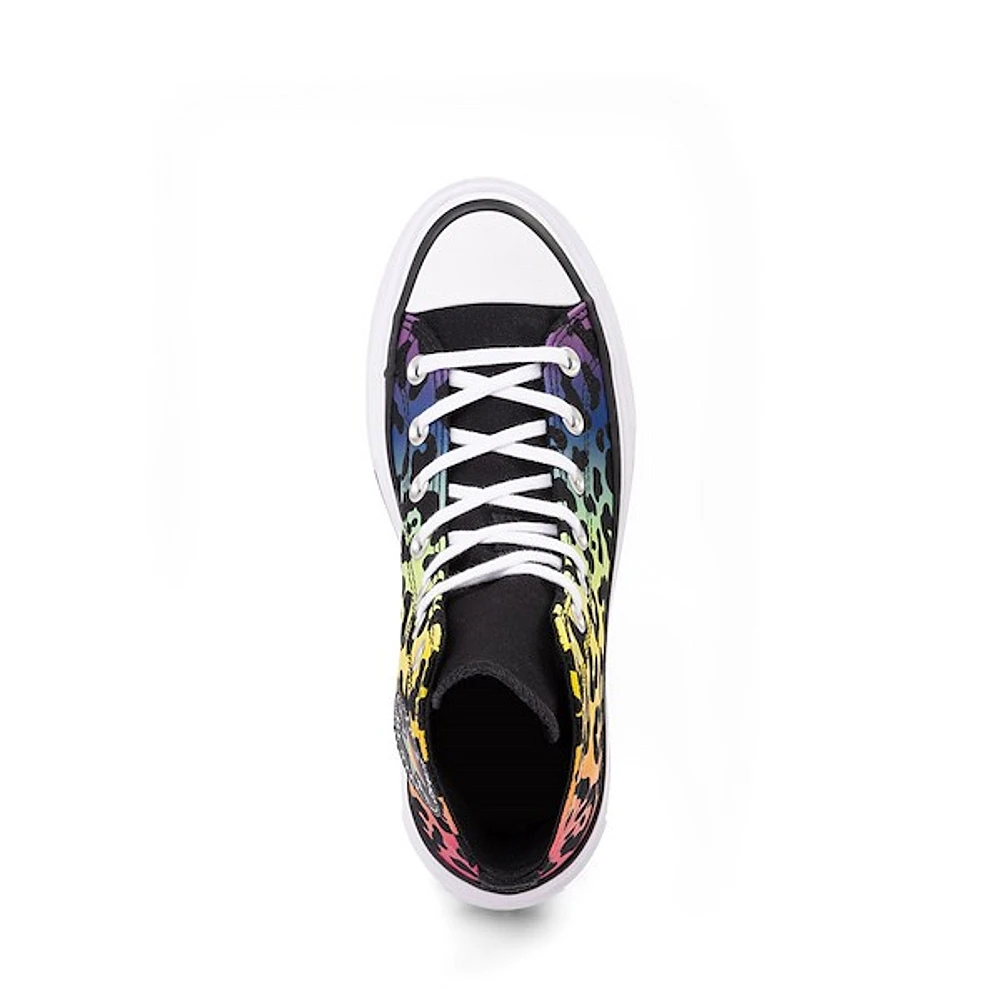 Basket montante Converse Pride Chuck Taylor All Star Lift Double Stack - Noire / Imprimé léopard arc-en-ciel