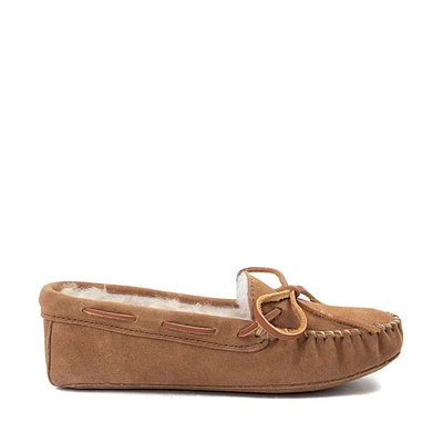 Womens Minnetonka Sheepskin Softsole Moccasin Slipper - Tan