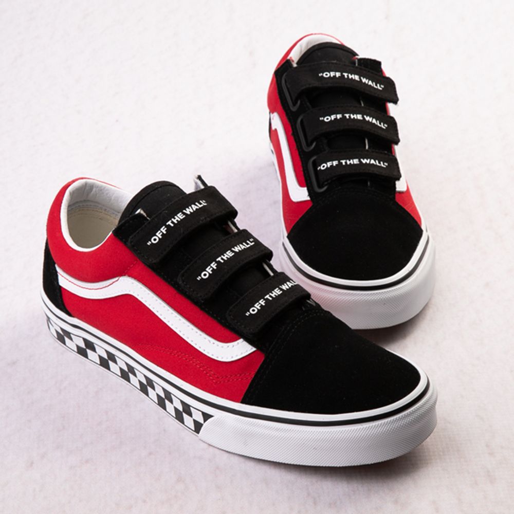 Vans Old Skool V Logo Pop Skate Shoe - Red / Black