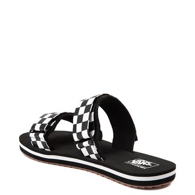 Womens Vans Cayucas Checkerboard Slide Sandal - Black / Marshmallow White