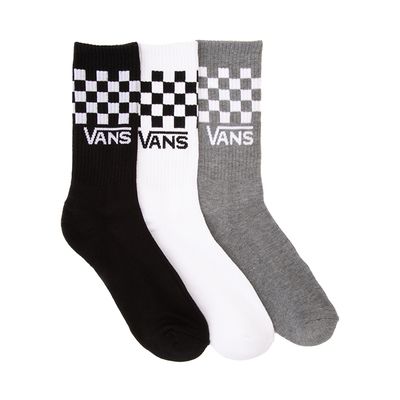 Mens Vans Checkered Crew Socks 3 Pack - Black / White / Gray